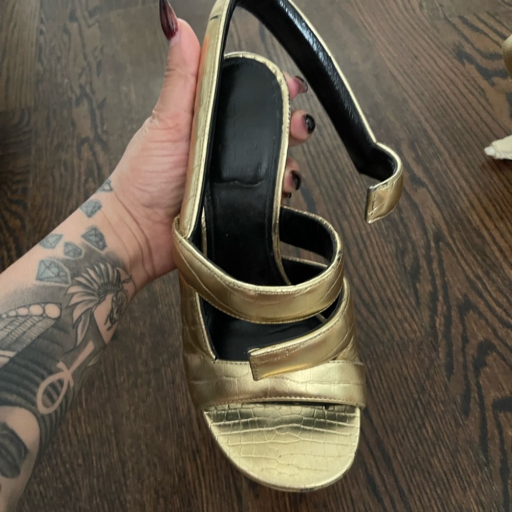 Givenchy Gold Croc-Embossed Heels - Picture 8 of 11